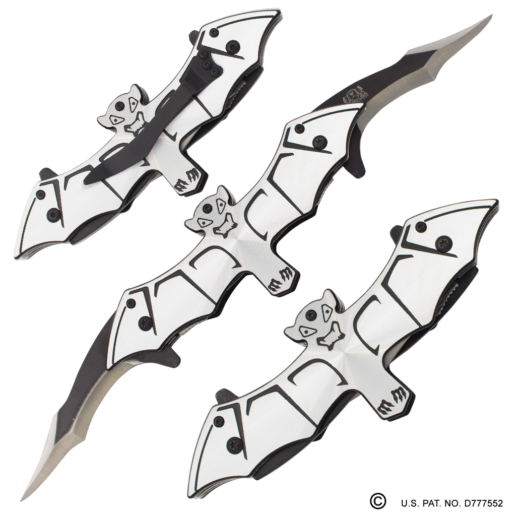 10.5 Inch Bat Knife Silver Folding Knife, , Panther Trading Company- Panther Wholesale