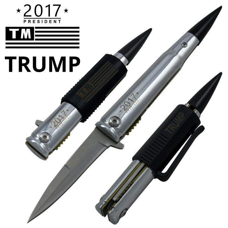Trump .50 Cal Trigger ActionBullet Knife with Removable Pocket Clip, , Panther Trading Company- Panther Wholesale