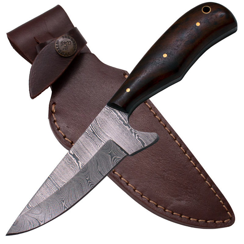 9'' Full Tang Damascus Hunting Knife Wood Handle