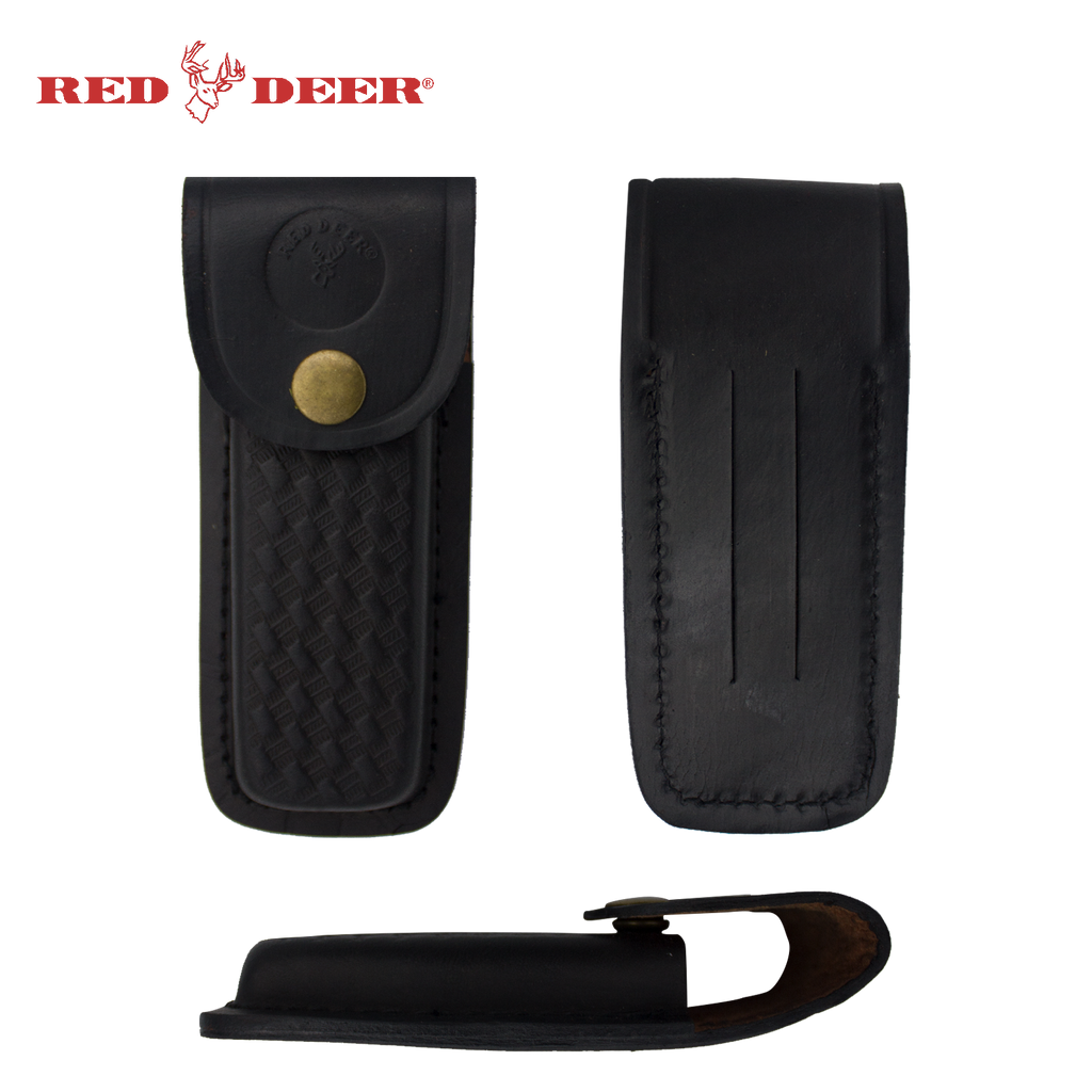Red Deer Black Leather Folding Carrying Case