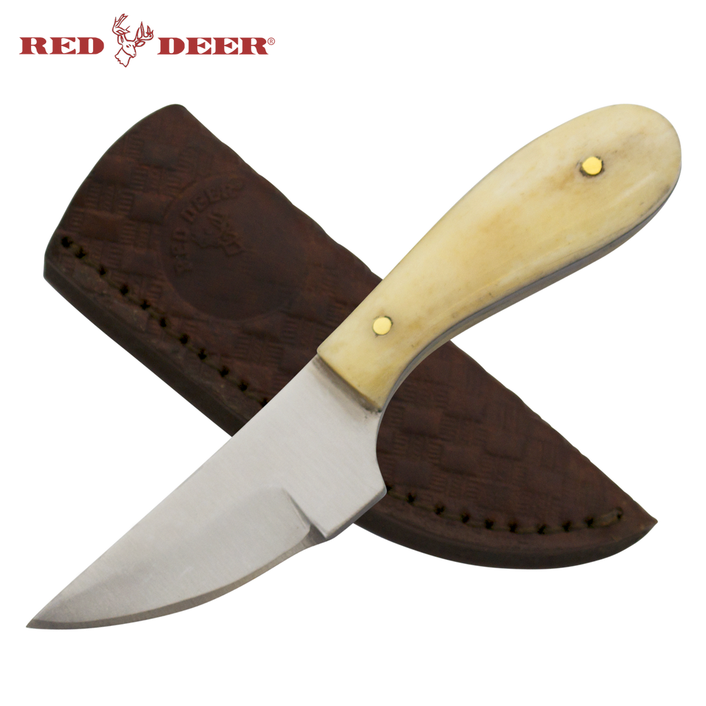 4 3/4in Red Deer Hunting Neck Knife with Bone Handle, , Panther Trading Company- Panther Wholesale