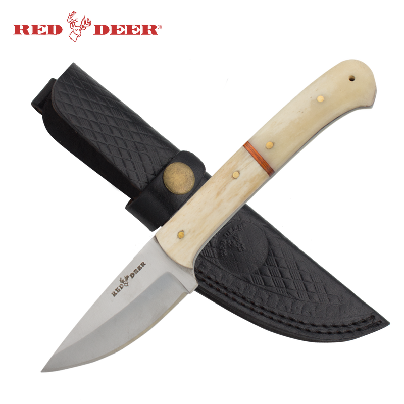 8 in Red Deer® Hunting Knife Real Bone Handle