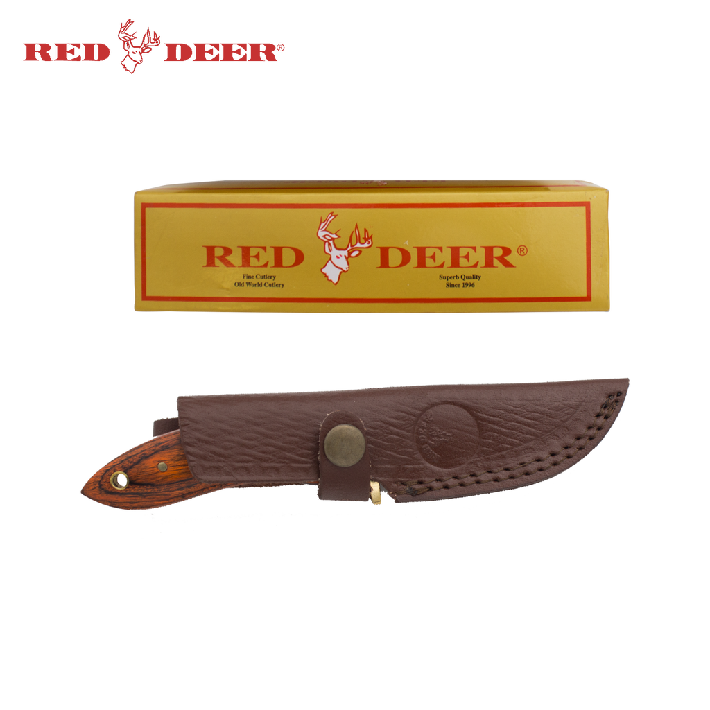 7.5inch Red Deer Red Natural Wood Handle Hunting Knife, , Panther Trading Company- Panther Wholesale