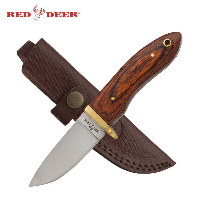 7.5inch Red Deer Red Natural Wood Handle Hunting Knife