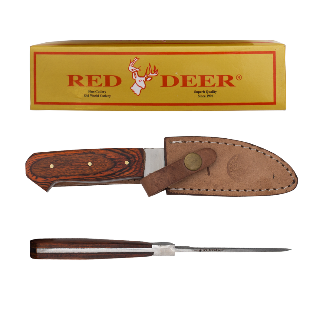 Pakka Hunter Red Deer® Full Tang File Steel Drop Point Pakka Wood Hunting Knife