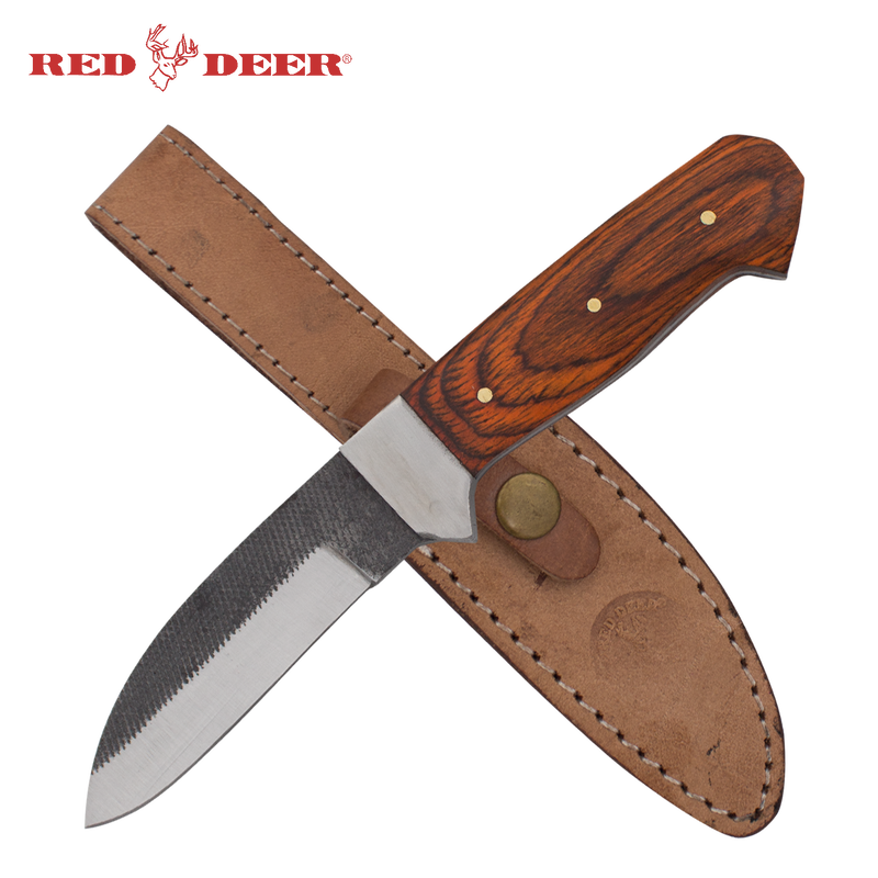 Pakka Hunter Red Deer® Full Tang File Steel Drop Point Pakka Wood Hunting Knife