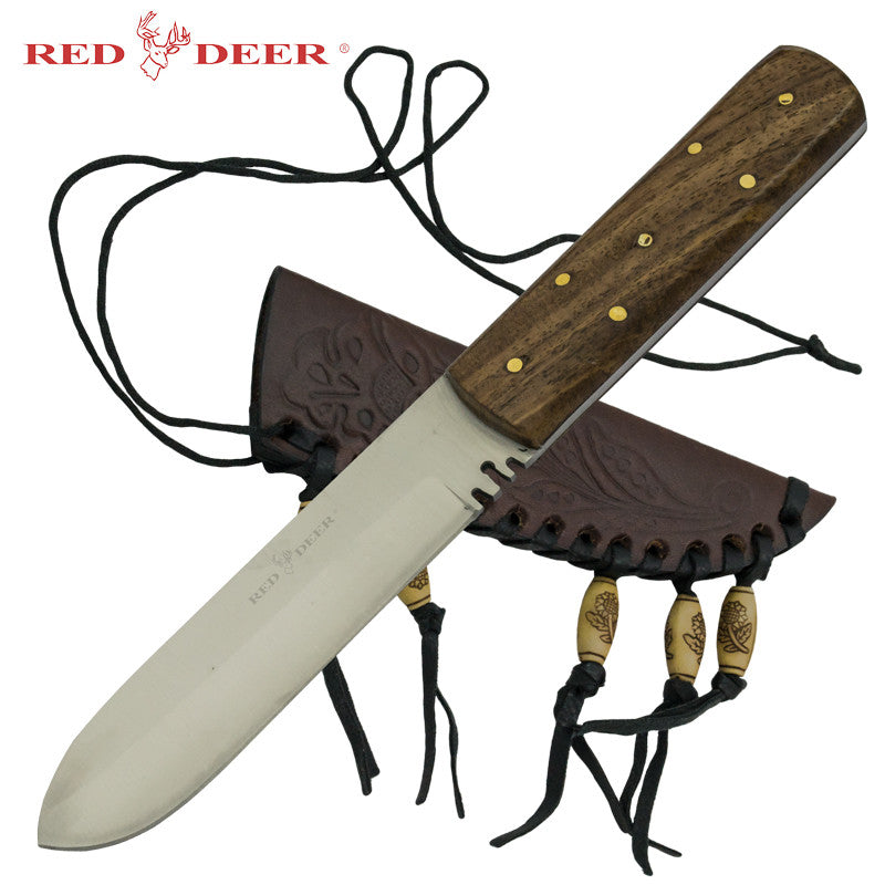 Red Deer Patch Knife with Beaded Sheath, , Panther Trading Company- Panther Wholesale