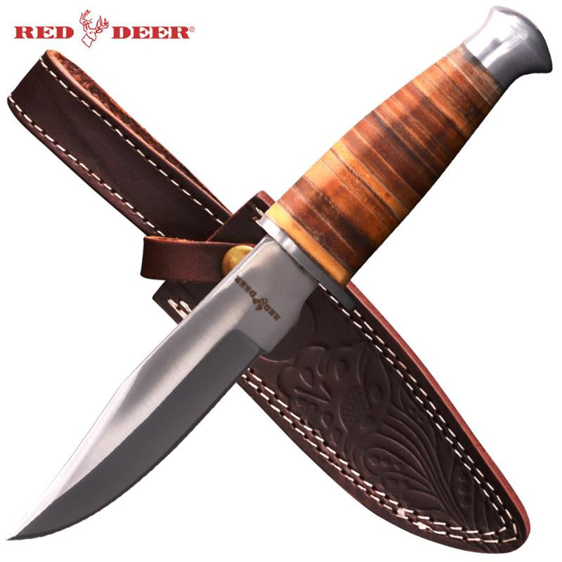 Red Deer® Hunting Knife with Sheath (Large), , Panther Trading Company- Panther Wholesale