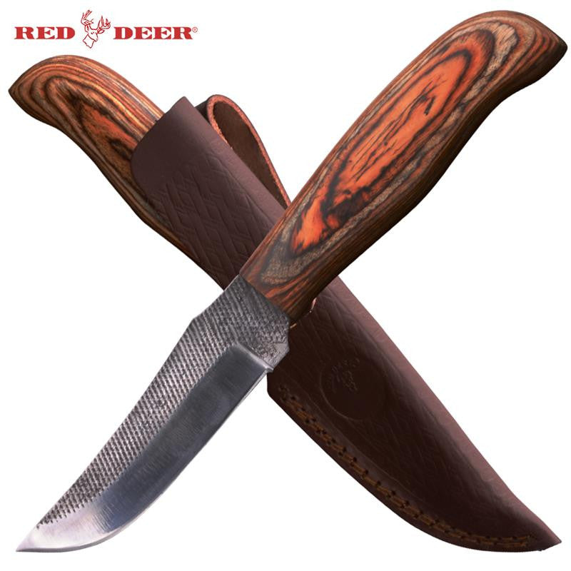 Red Deer® Hunting Knife with Sheath (Pakka Wood Handle), , Panther Trading Company- Panther Wholesale