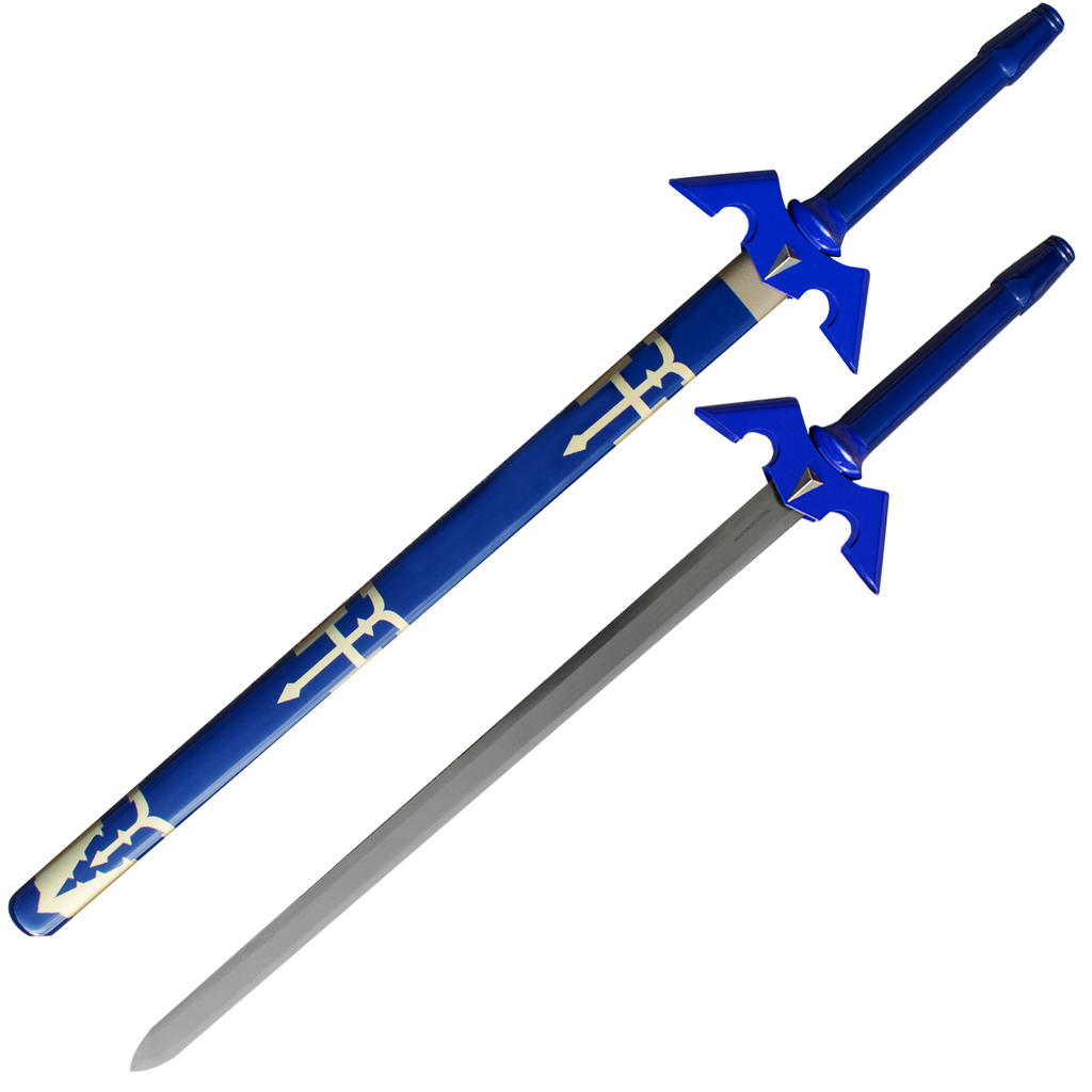 A Case of Blue and Gold Fantasy Gamer Swords with Scabbard (10 Swords)
