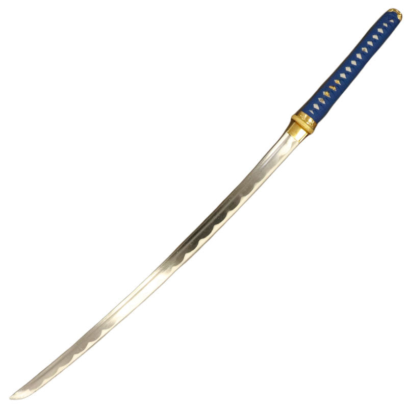 Steel Battle Ready Katana Silver Blade - Blue / Gold (MSRP: $125) - Free Stand