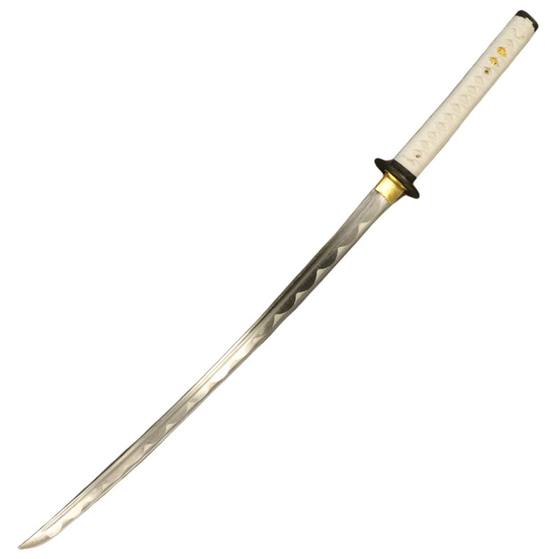 Steel Battle Ready Katana Silver Blade - Brown Maroon (MSRP: $125) - Free Stand