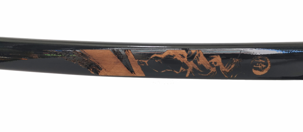 Steel Battle Ready Katana Silver Blade - BLACK Free Stand