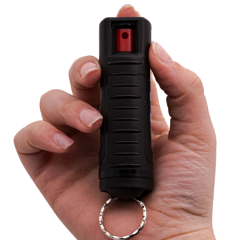 1/2 Ounce Clamshell Pepper Spray with Clip and Keychain - Black