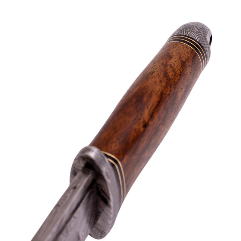 DAMASCUS HUNTING KNIFE W CASE PAKKA WOOD