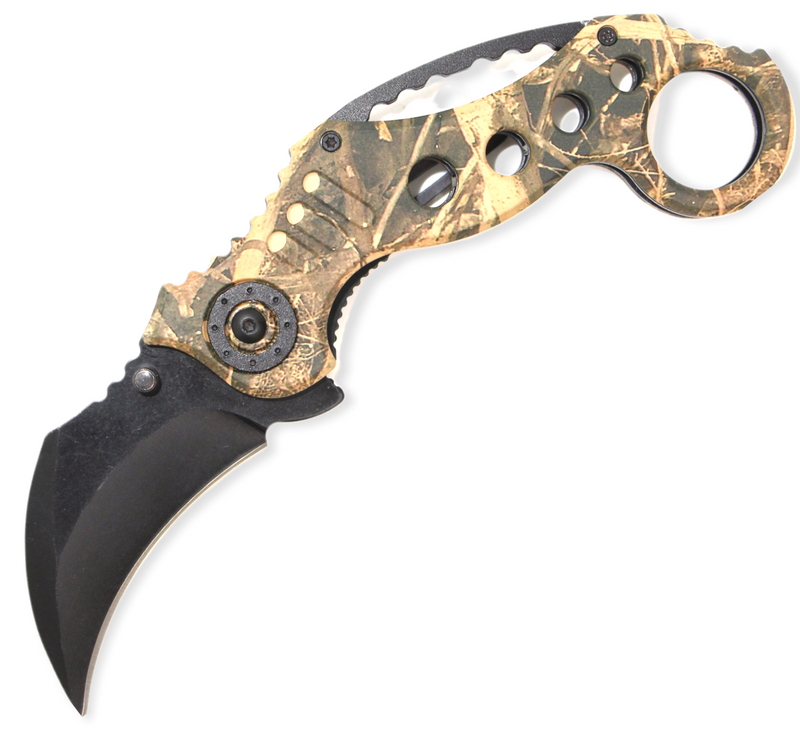 Tiger-USA Spring Assisted Knife -Brown Cammo