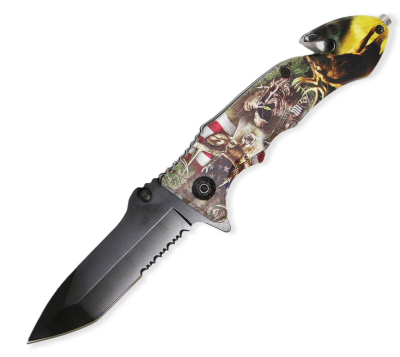 Tiger USA Spring Assisted  Knife DEER Tanto