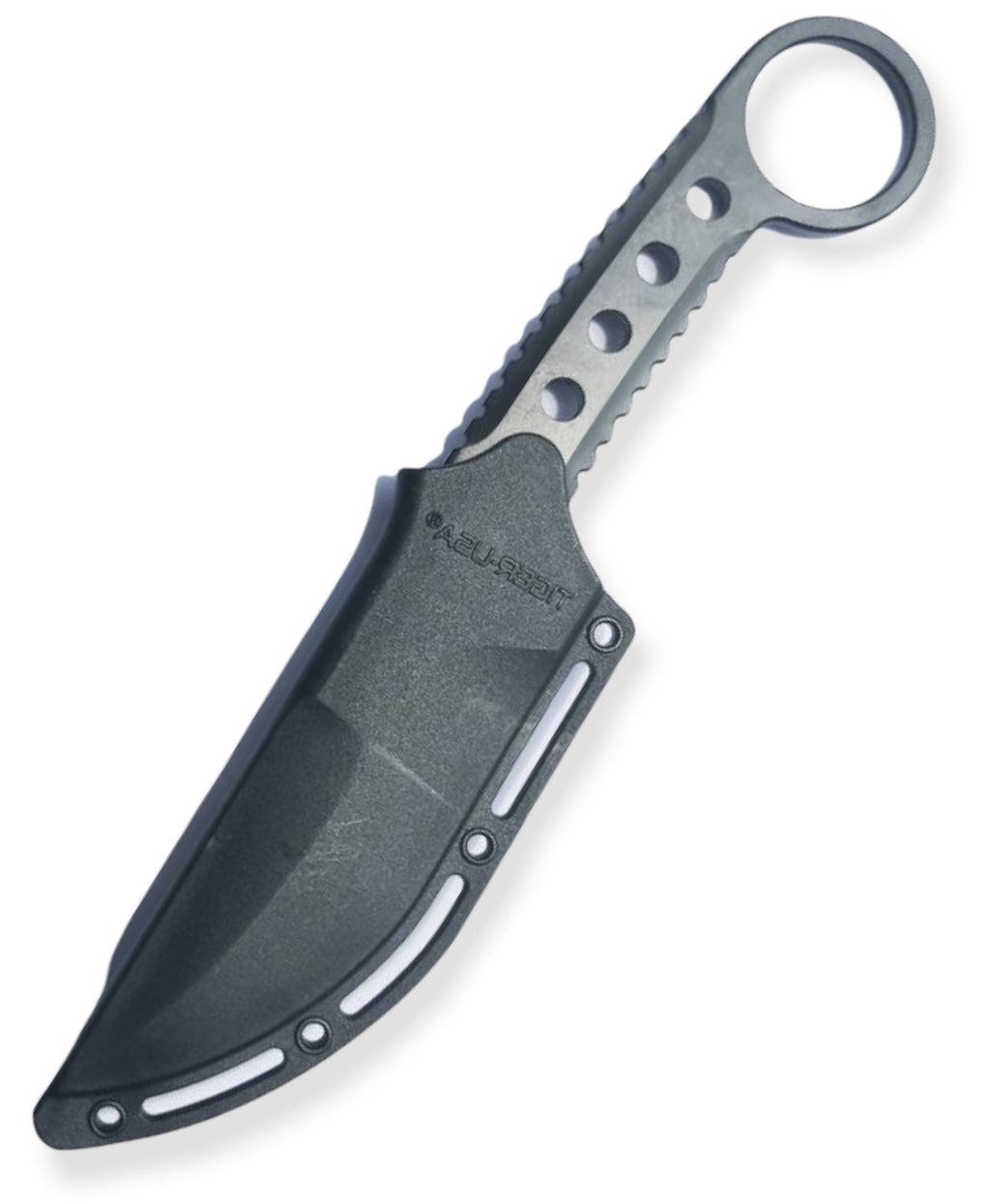 Tactical Tiger-USA® Boot Knife BLACK Single Edged Full Tang Knife W clip