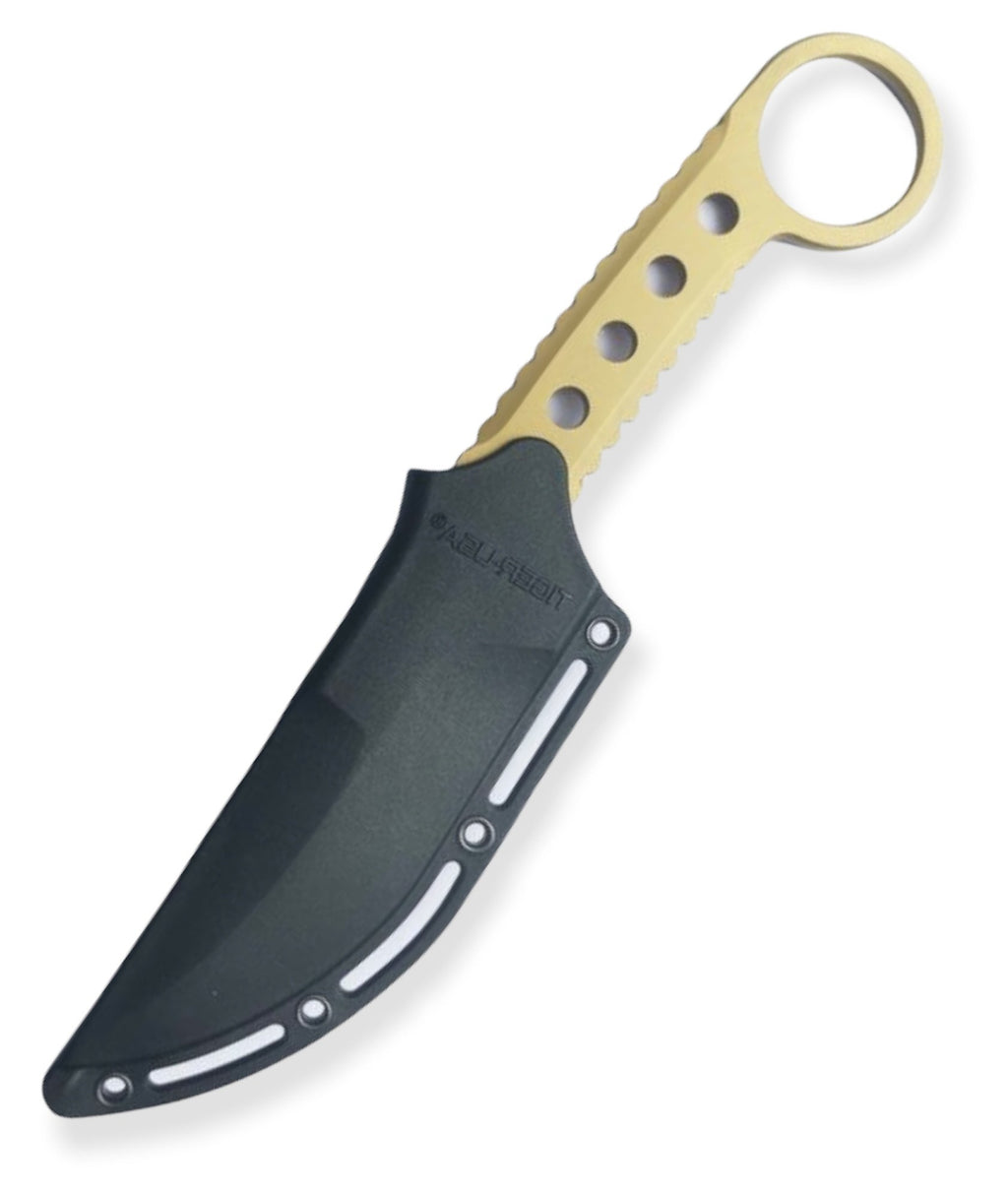 Tactical Tiger-USA® Boot Knife GOLD Single Edged Full Tang Knife W clip