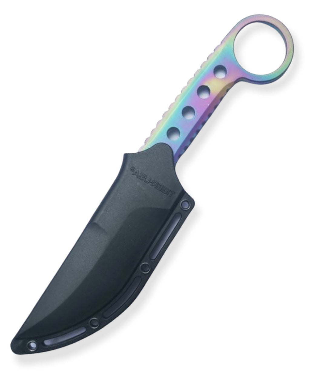 Tactical Tiger-USA® Boot Knife Rainbow Single Edged Full Tang Knife W clip