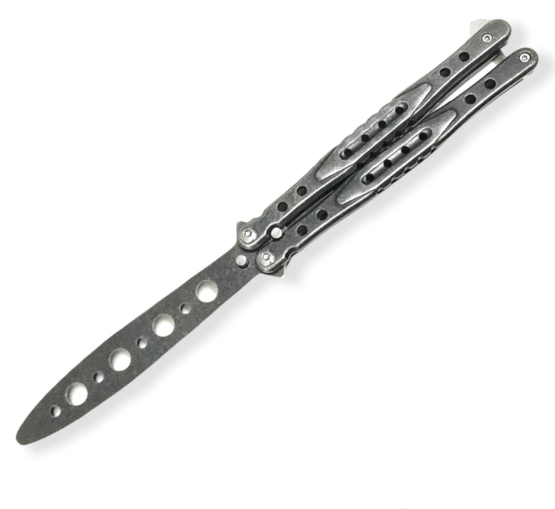 Stone wash trainer butterfly knife (Grey)