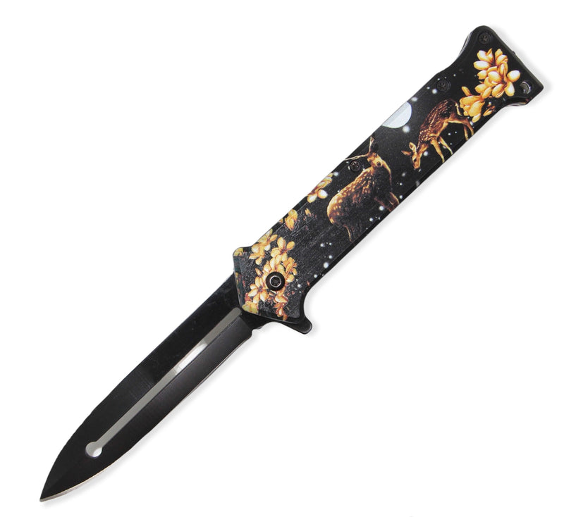 Tiger-USA® Tiger-USA Spring Assisted Knife - FLORAL DEER