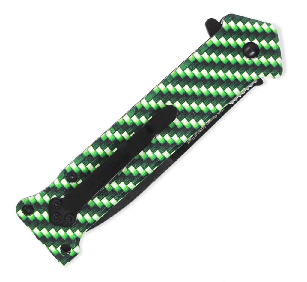 Tiger-USA® Green Carbon Fiber Folding Knife