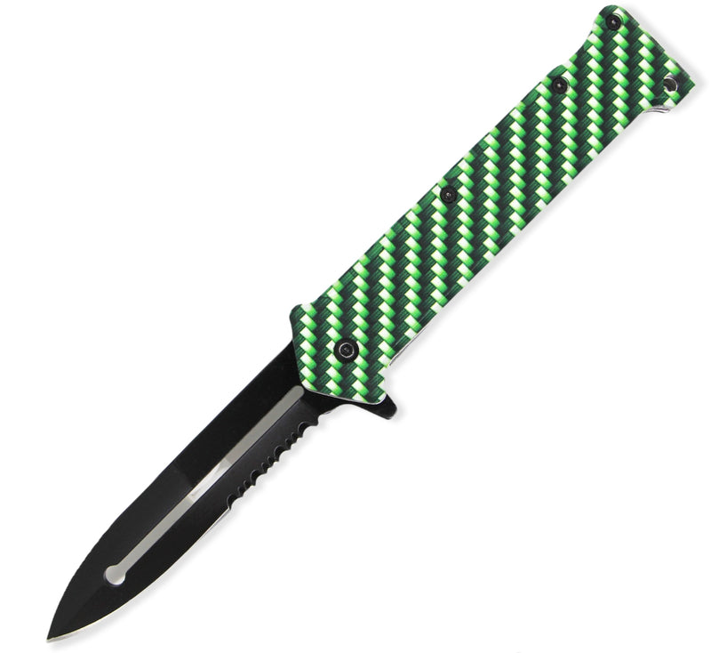 Tiger-USA® Green Carbon Fiber Folding Knife