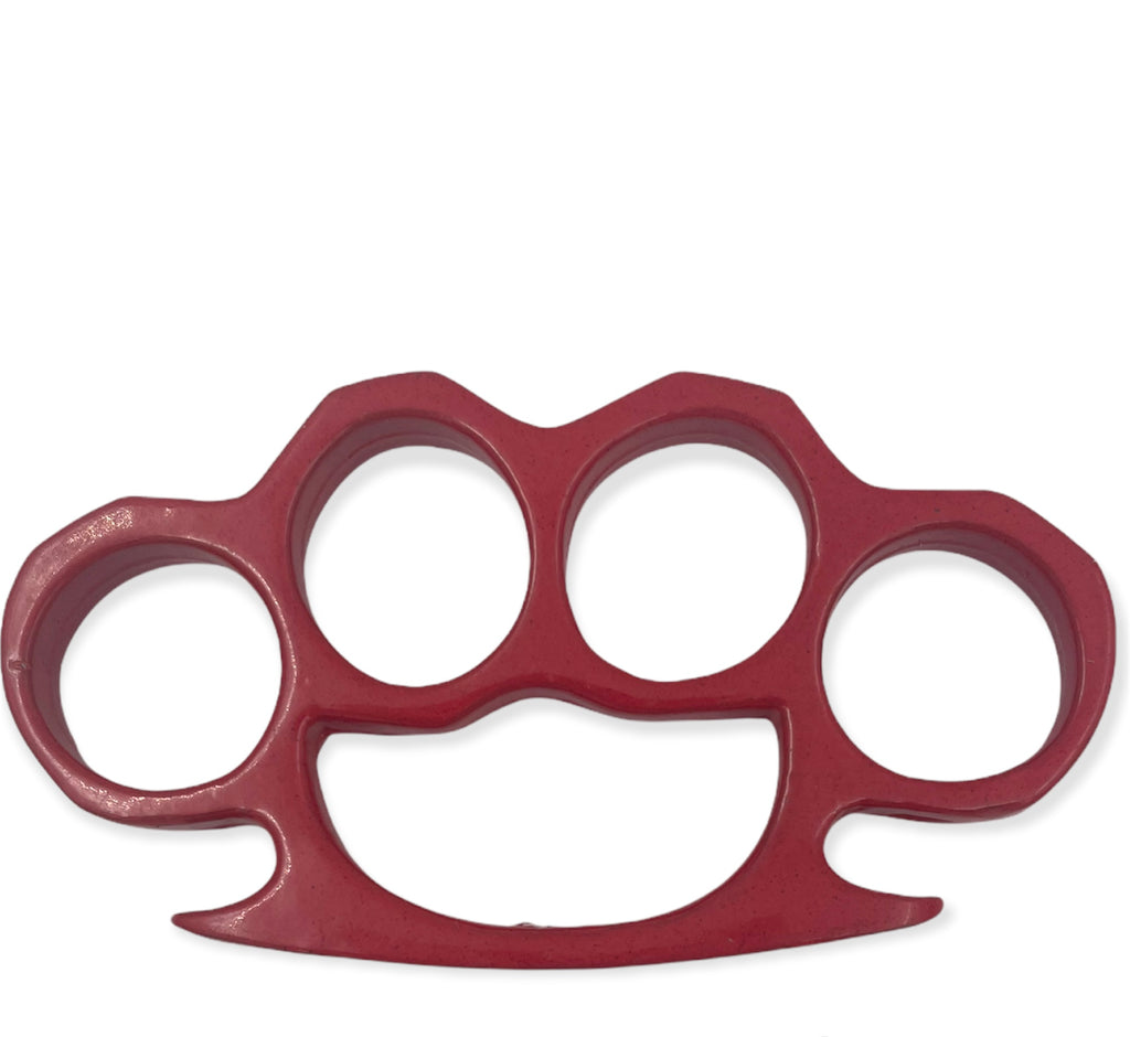 Solid Steel Knuckle Duster Brass Knuckle - RED