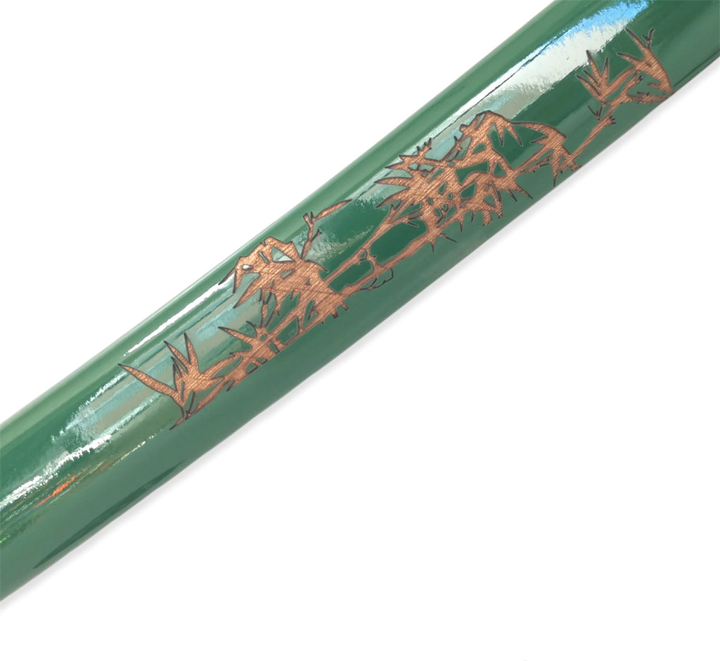 Steel Battle Ready Katana Silver Blade - GREEN GREEN  Free Stand