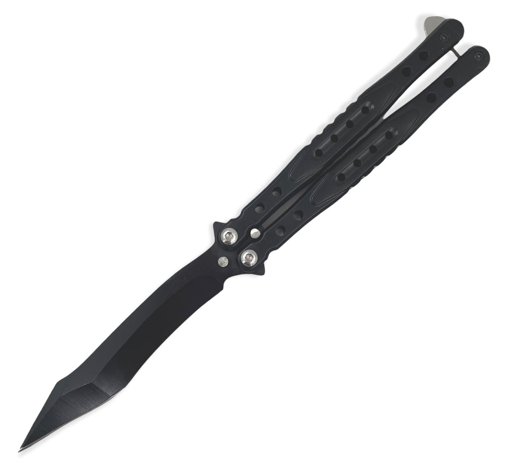 Black Reverse Tanto Blade Solid Stainless Handle (Real Folding Knife)