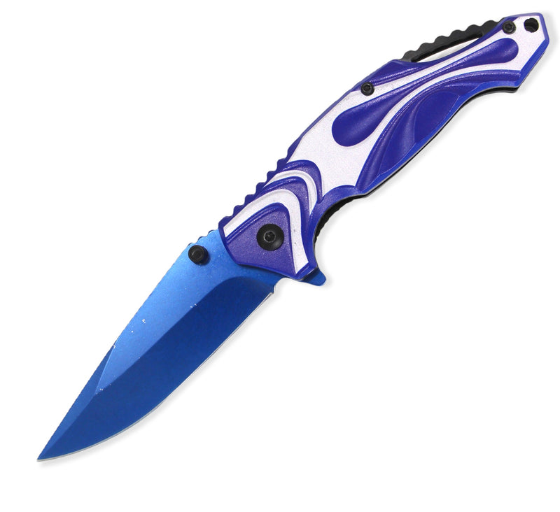 Spring Assisted Blade Tiger-USA Capitol Agent Knife BLUE AND WHITE
