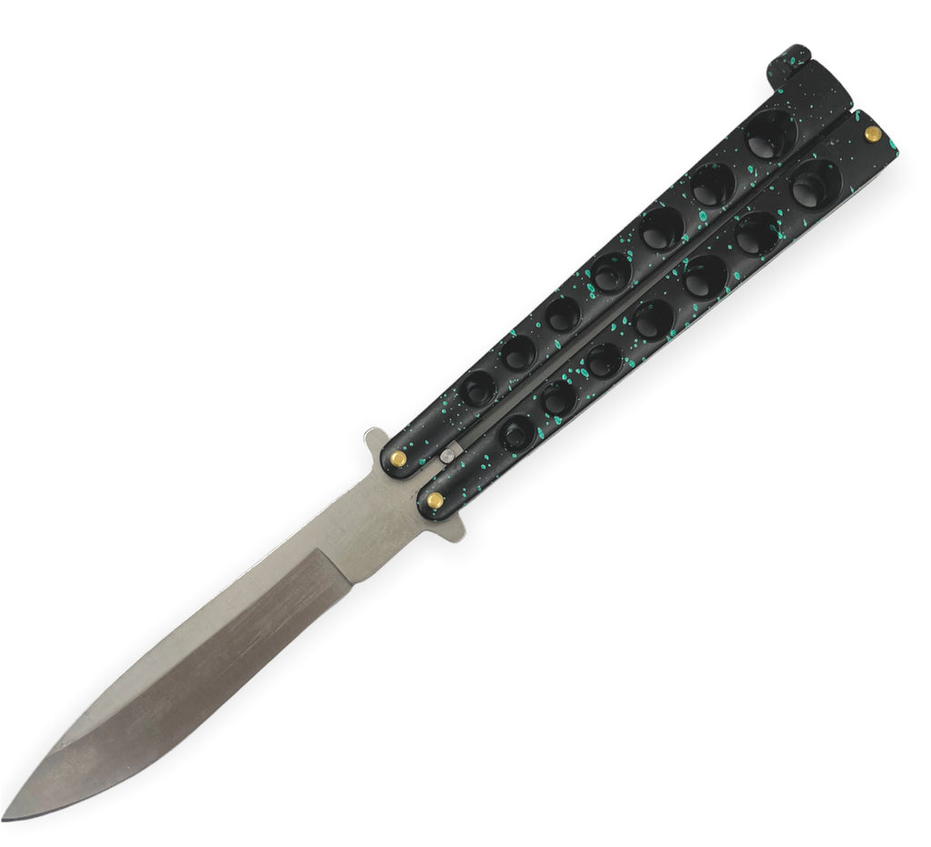 All BLACK WITH  GREEN DRIPPING  Folding Knife
