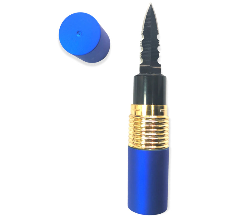 4.5 Inch Pucker-Up Lipstick Knife (BLUE AND GOLD)