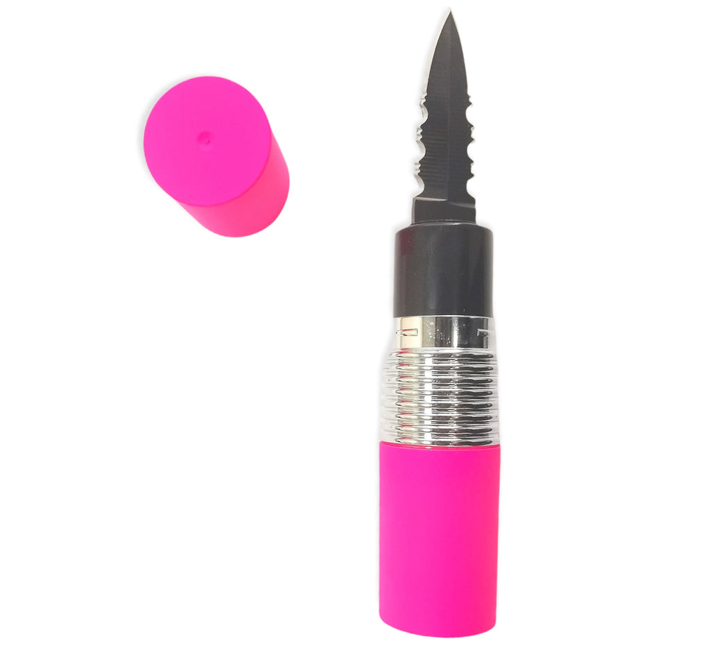 4.5 Inch Pucker-Up Lipstick Knife (HOT PINK AND SILVER )