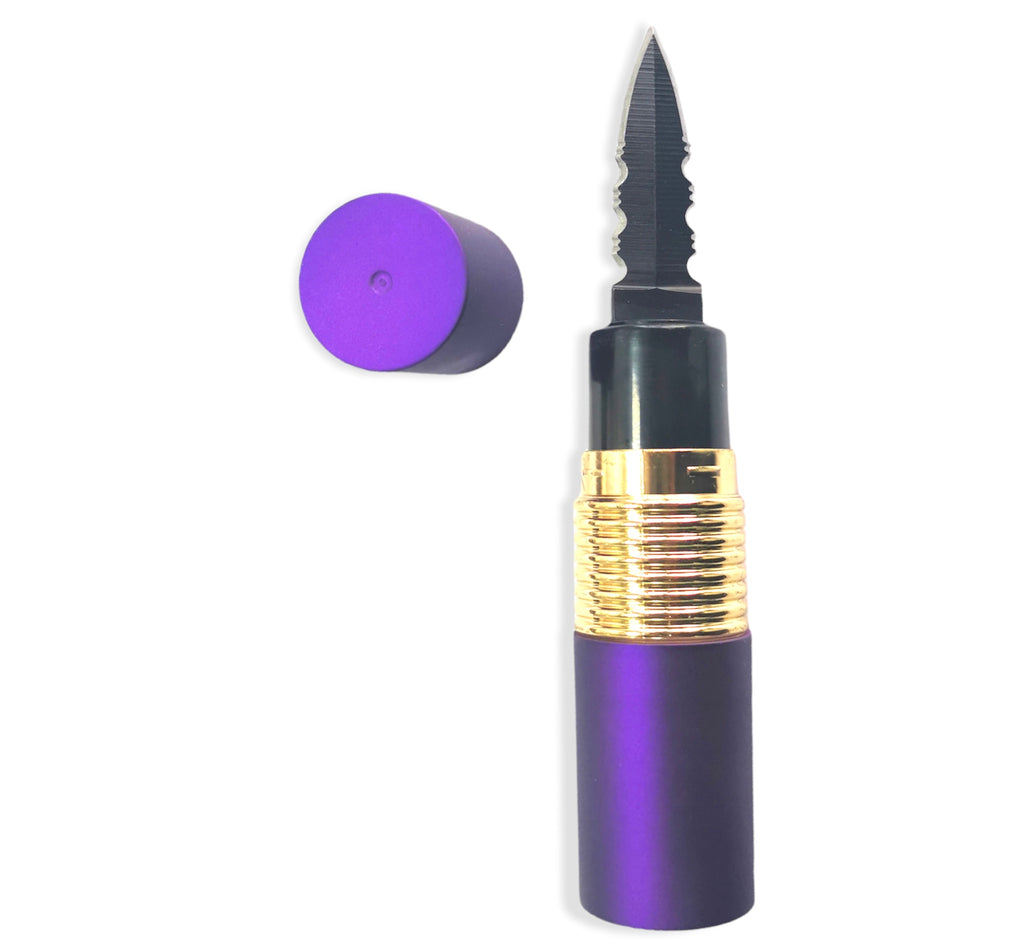 4.5 Inch Pucker-Up Lipstick Knife (PURPLE AND GOLD )