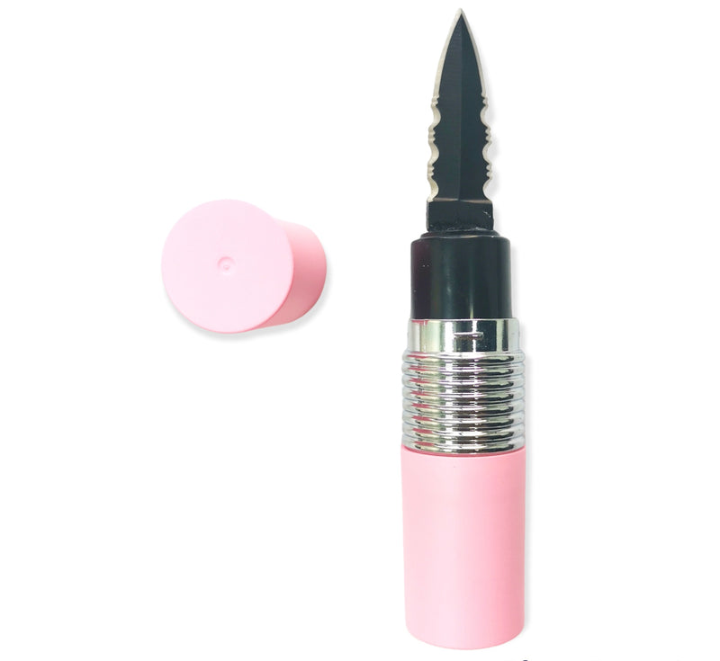 4.5 Inch Pucker-Up Lipstick Knife (LIGHT PINK AND SILVER)