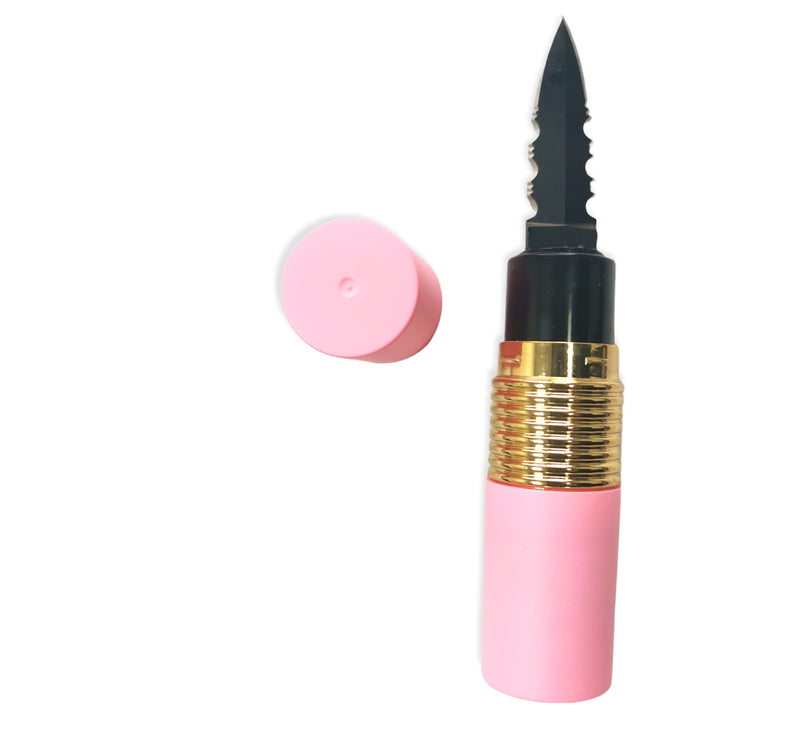 4.5 Inch Pucker-Up Lipstick Knife (LIGHT PINK AND GOLD )