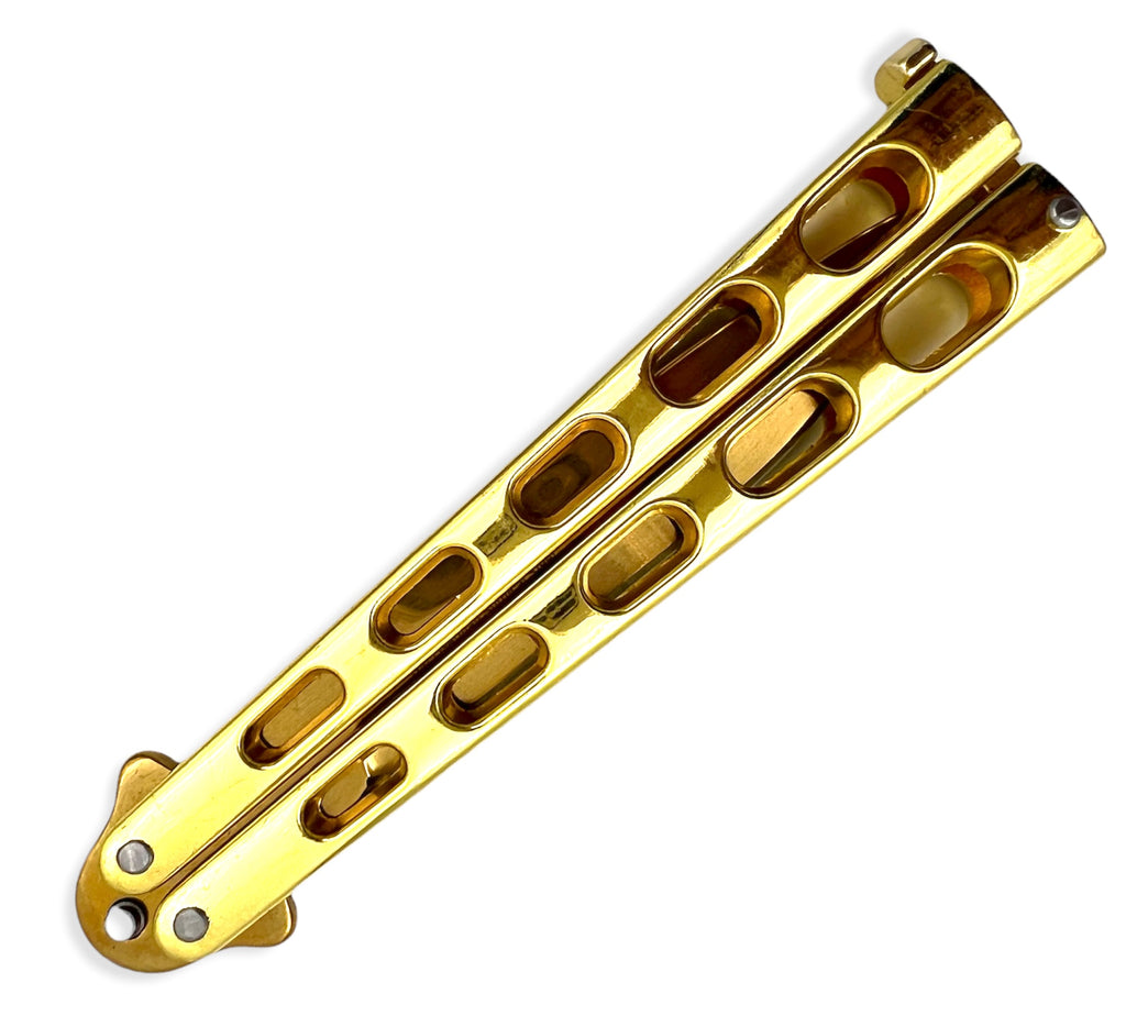 Heavy State of The Art Foling Knife GOLD SILVER BLADE