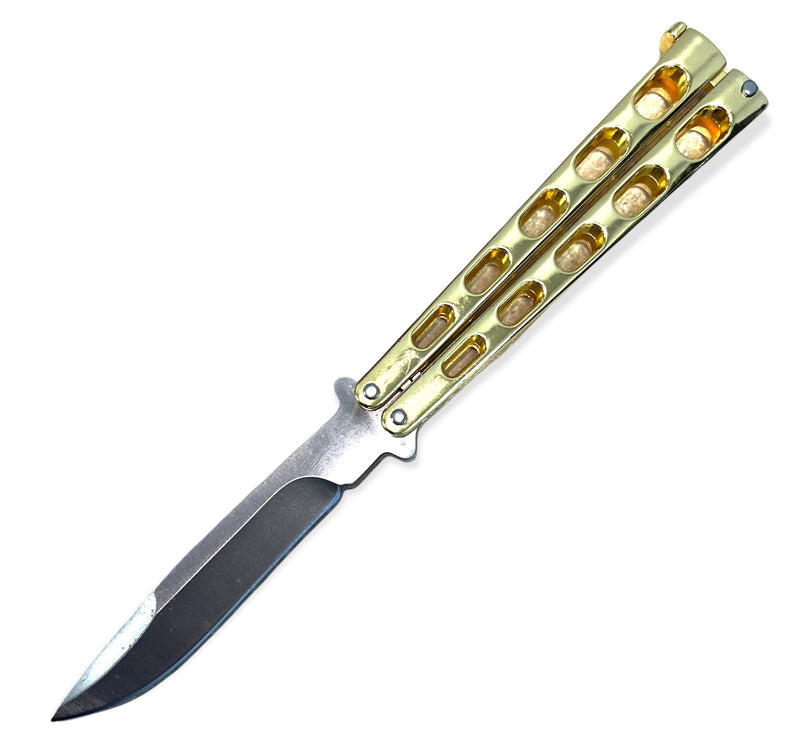 Heavy State of The Art Foling Knife GOLD SILVER BLADE