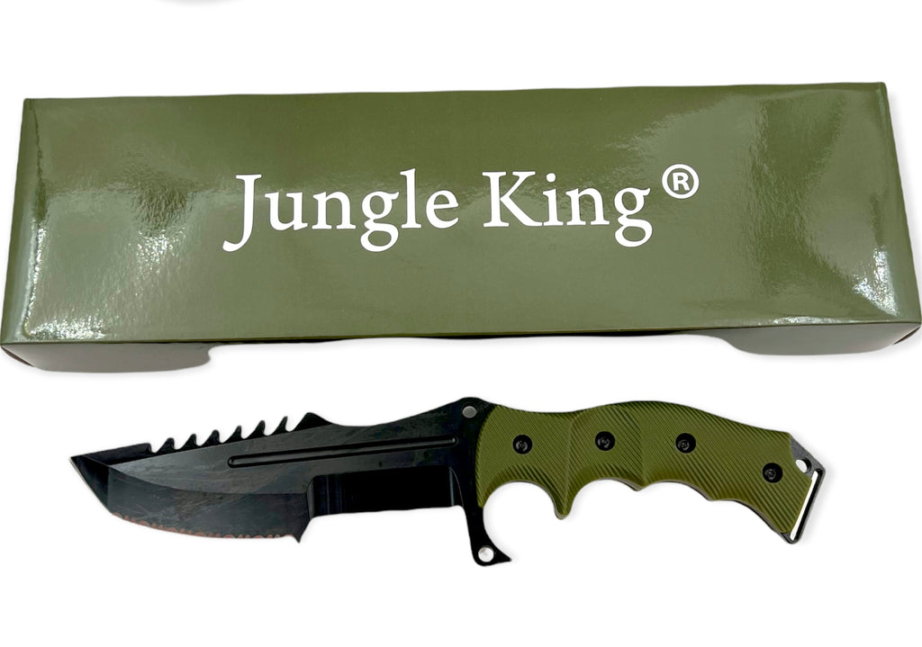 Tanto Blade jungle King tactial knife  with case BLACK GREEN HANDLE