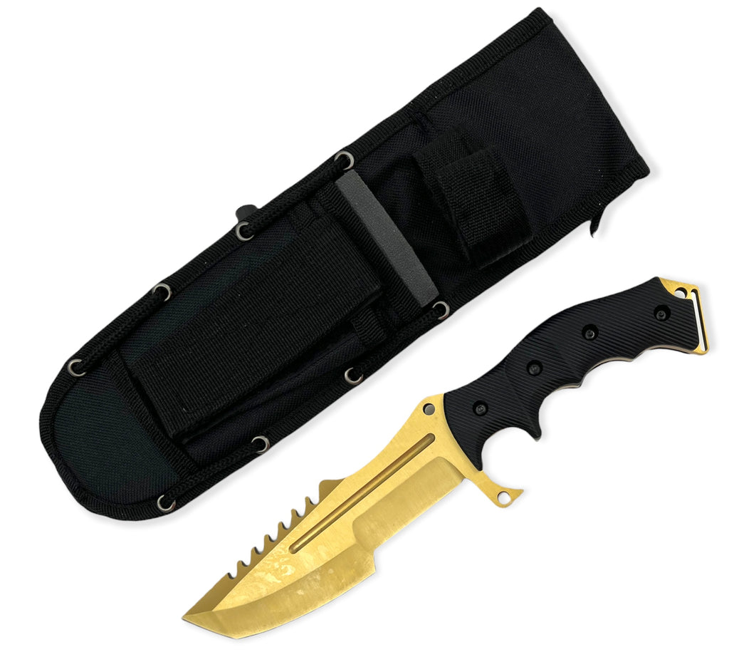 Tanto Blade jungle King tactial knife  with case GOLD