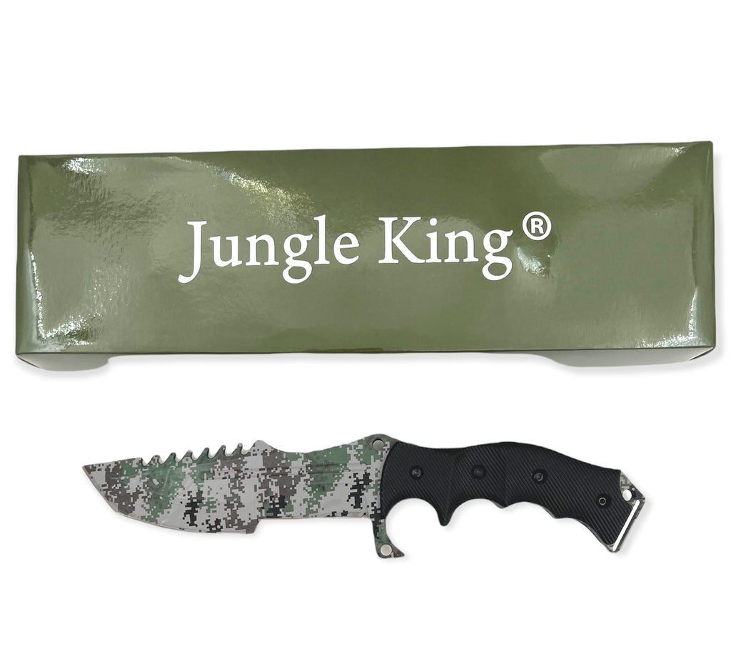 Tanto Blade jungle King tactial knife  with case CAMO BLACK HANDLE