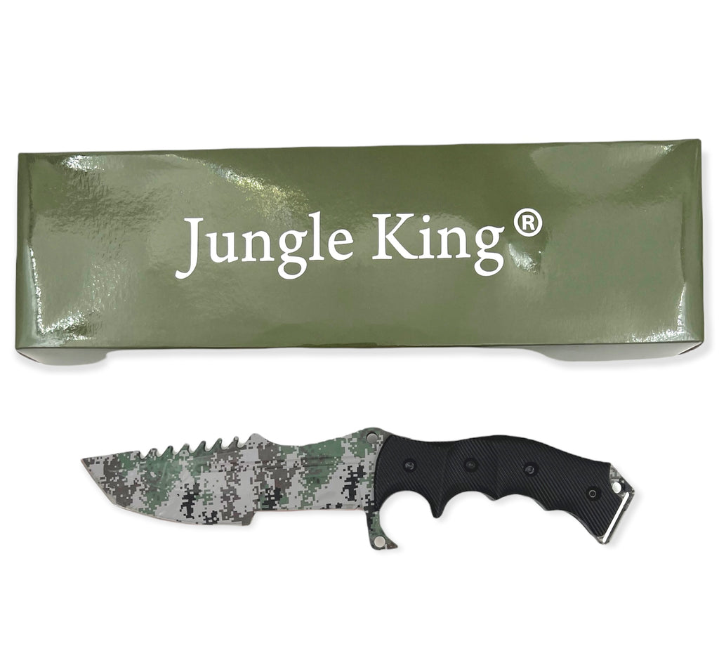 Tanto Blade jumgle King tactial knife  with case CAMO BLACK HANDLE