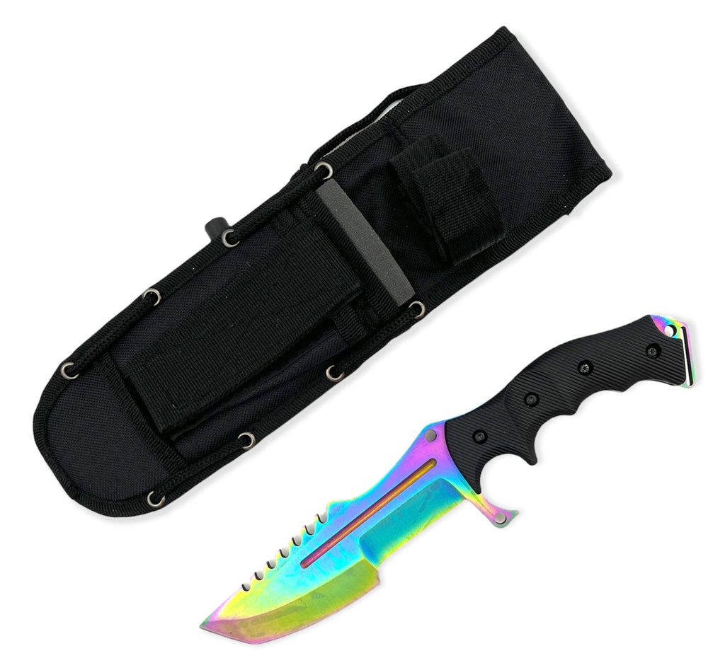 Tanto Blade jungle King tactial knife  with case RAINBOW
