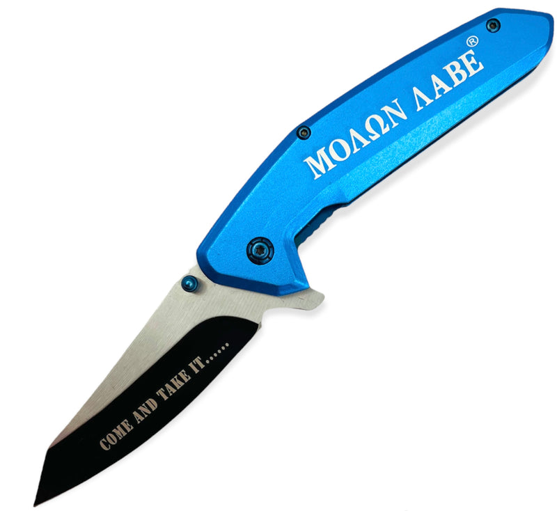 MOLON LABE®Spring Action BLUE Folding knife tanto