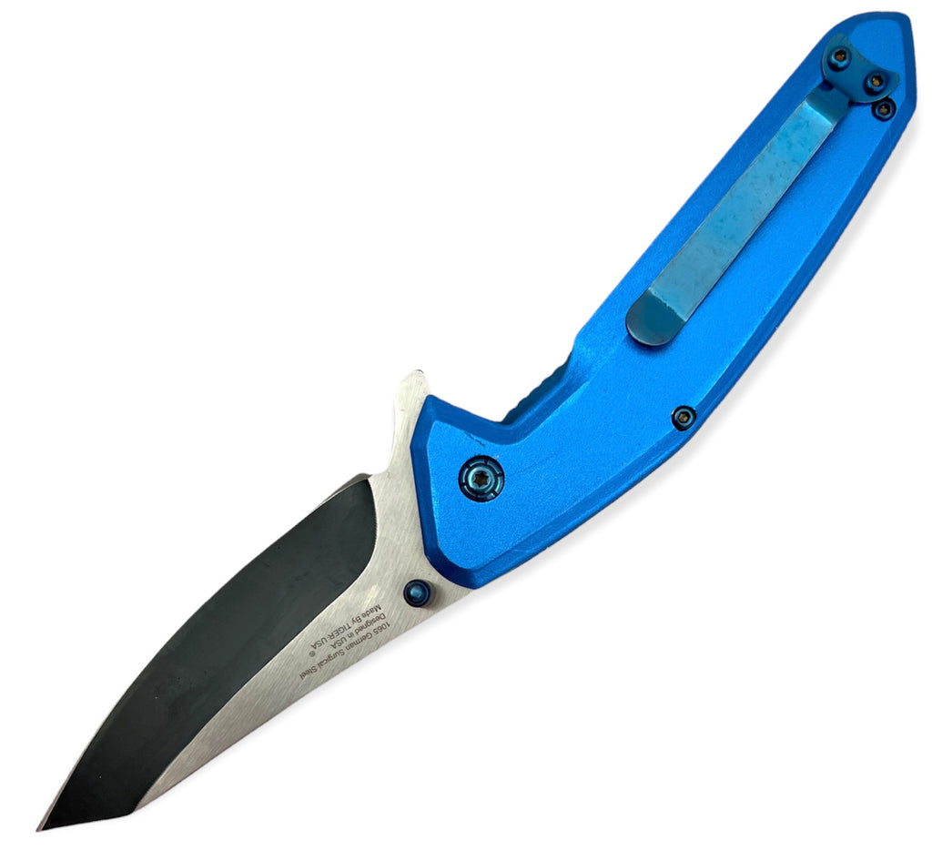 MOLON LABE®Spring Action BLUE Folding knife tanto