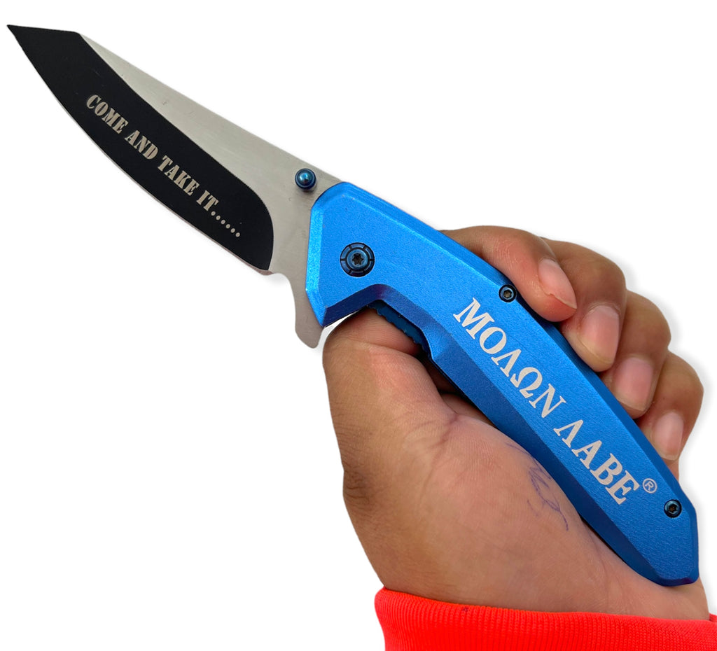 MOLON LABE®Spring Action BLUE Folding knife tanto