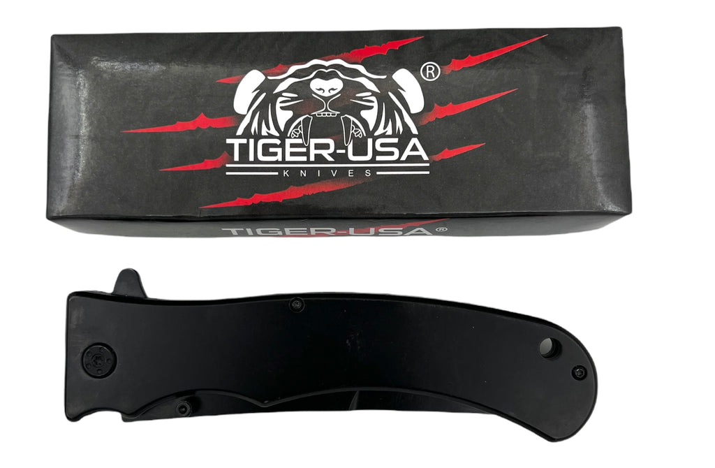 Tiger Usa® XL Heavy Duty Knife With Clip (All Black)