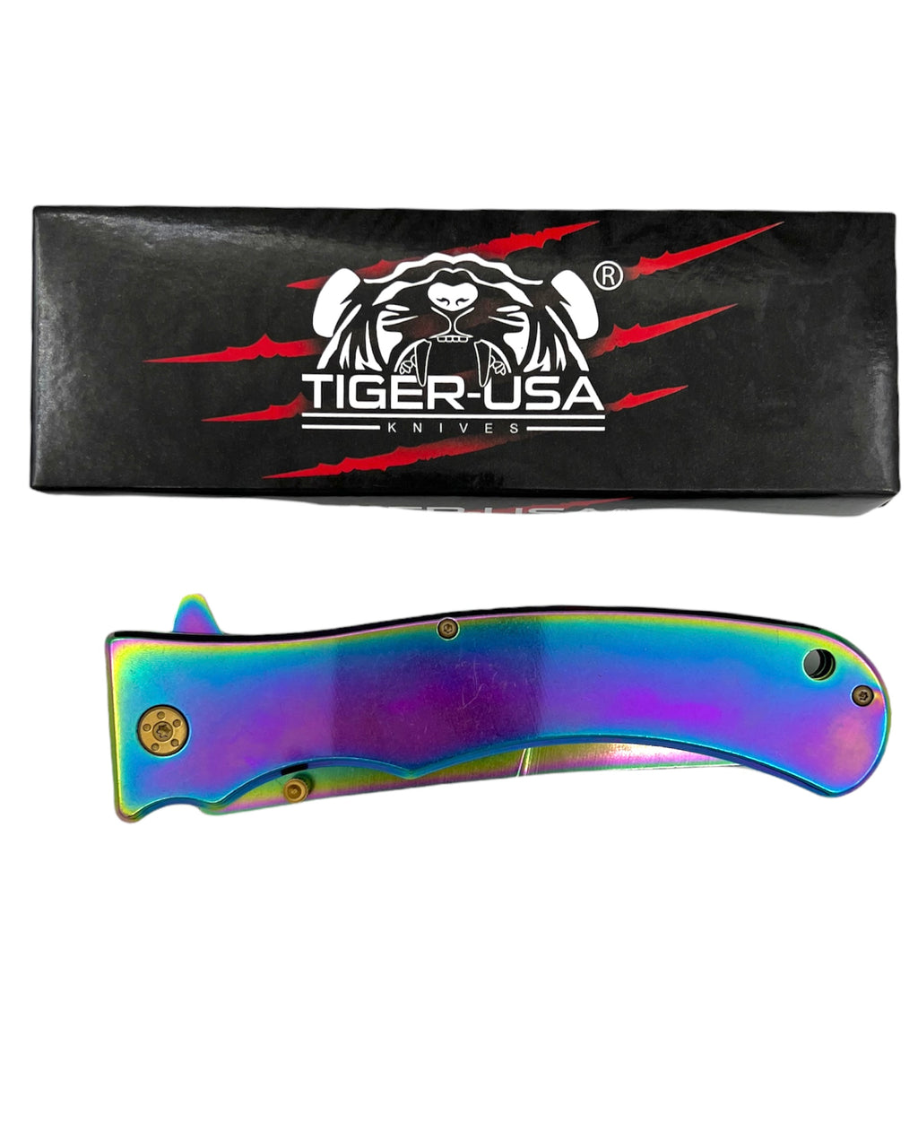 Tiger Usa® XL Heavy Duty Knife With Clip (Rainbow)